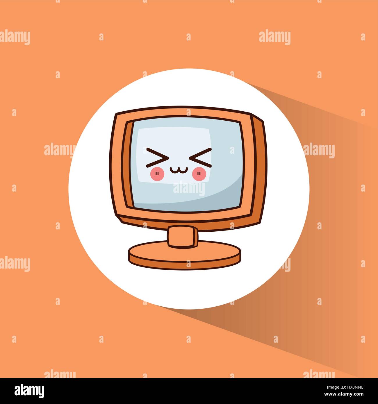 Computer Monitor Kawaii Computer Kawaii Cartoon Happy Cute Stock Vector Images - Alamy