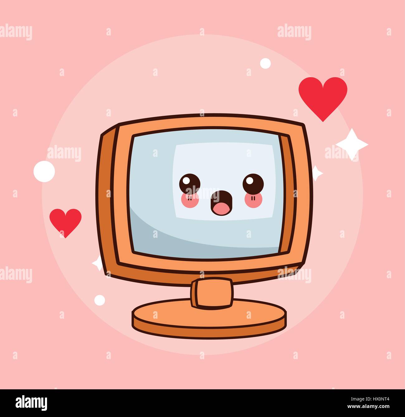 Computer kawaii cartoon happy cute Stock Vector Images - Alamy