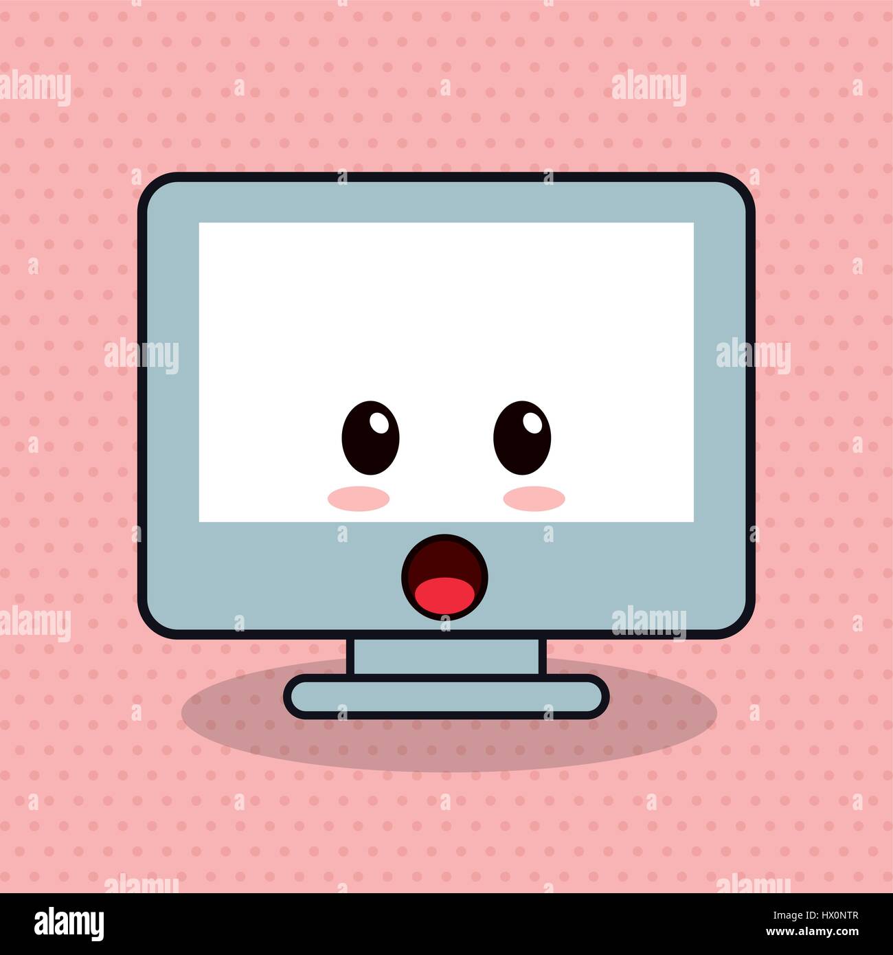 Kawaii gadgets social network items. Doodles with pretty facial expression.  Illustration of phone, tablet, globe, camera, laptop, headphones and other  Stock Vector Image & Art - Alamy