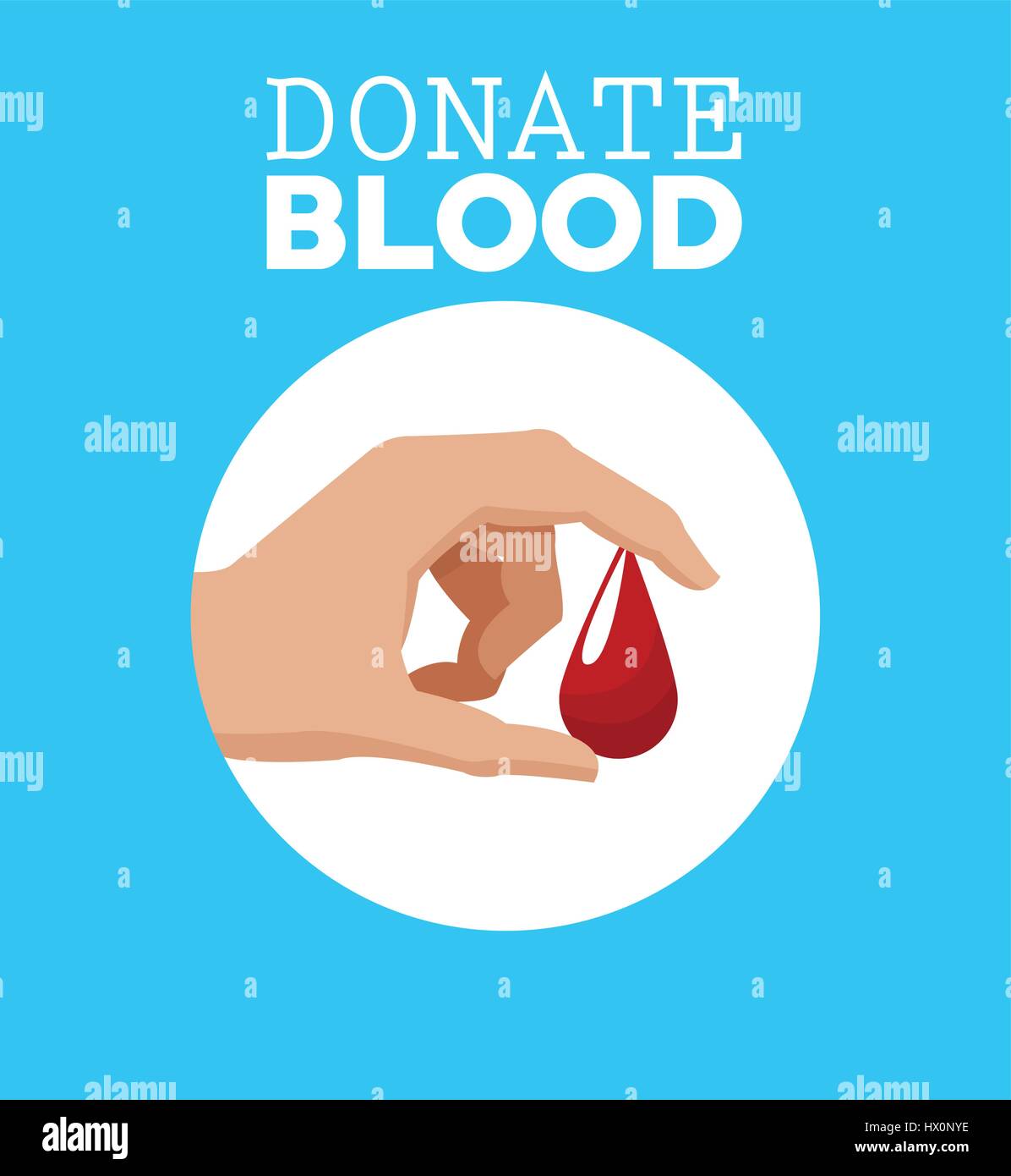 donate blood hand with drop Stock Vector