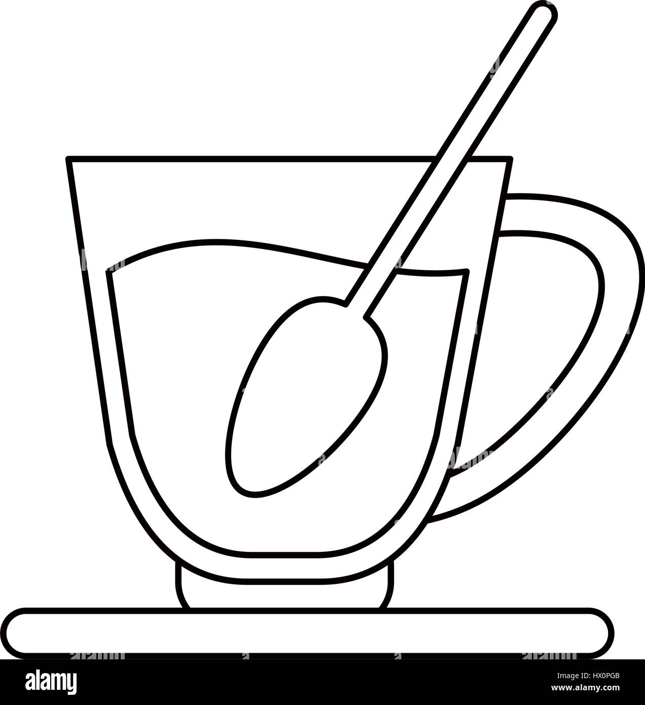 coffee cup spoon plate outline Stock Vector Image & Art Alamy