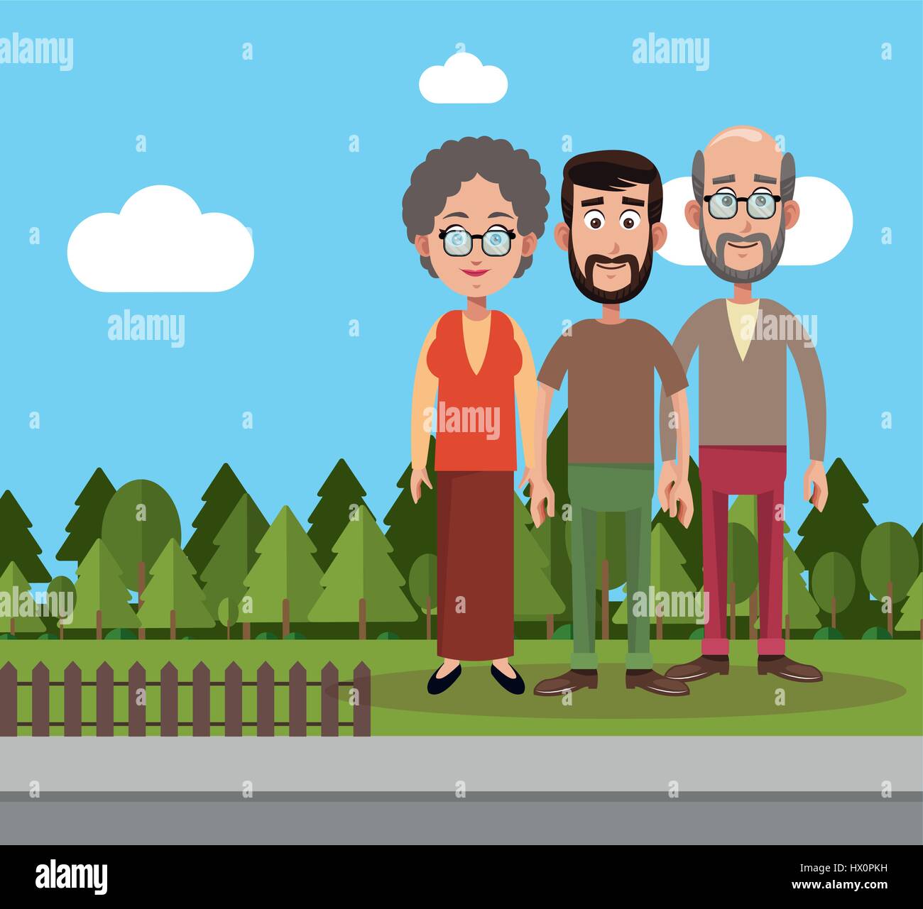 family members fence landscape Stock Vector Image & Art Alamy