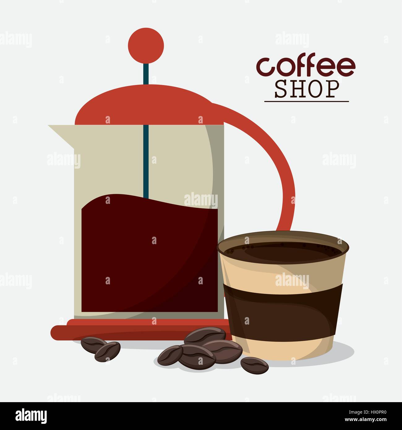 freanch press coffee cup beans Stock Vector Image & Art - Alamy