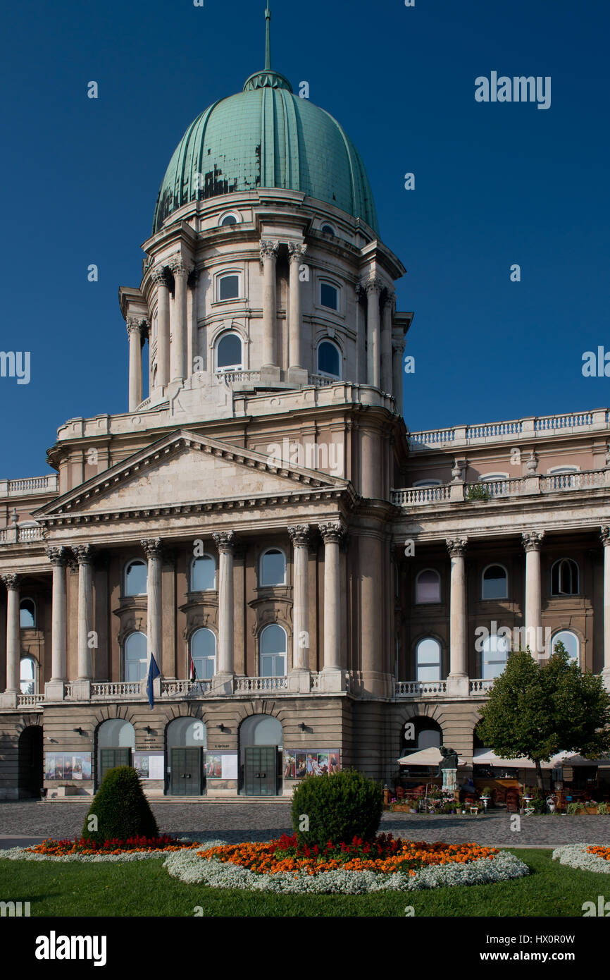The royal palace of Buda Castle on the top of a hill facing the Danube ...