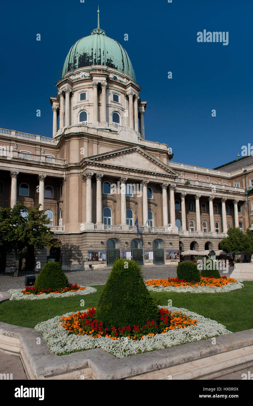The royal palace of Buda Castle on the top of a hill facing the Danube ...