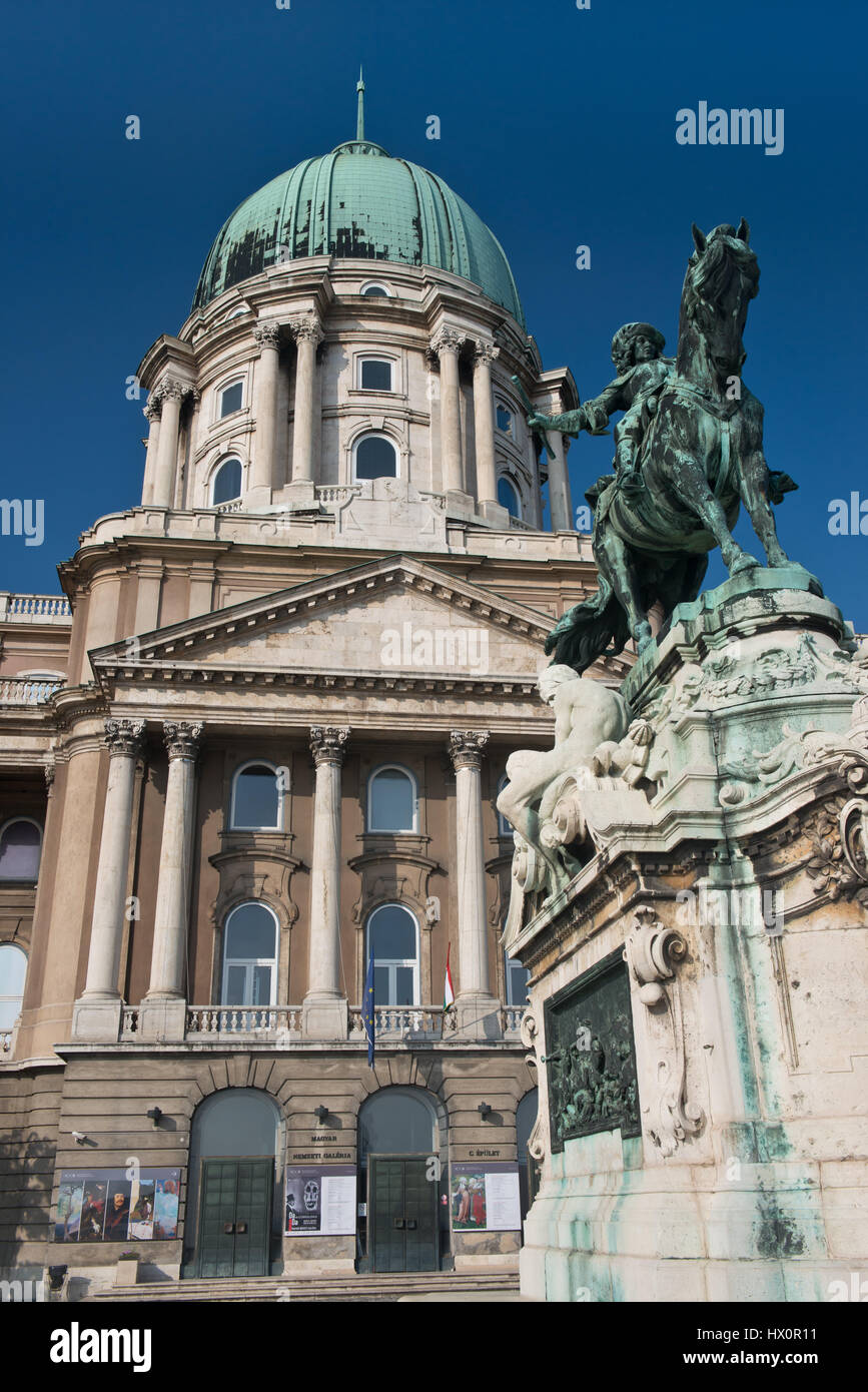 The royal palace of Buda Castle on the top of a hill facing the Danube ...