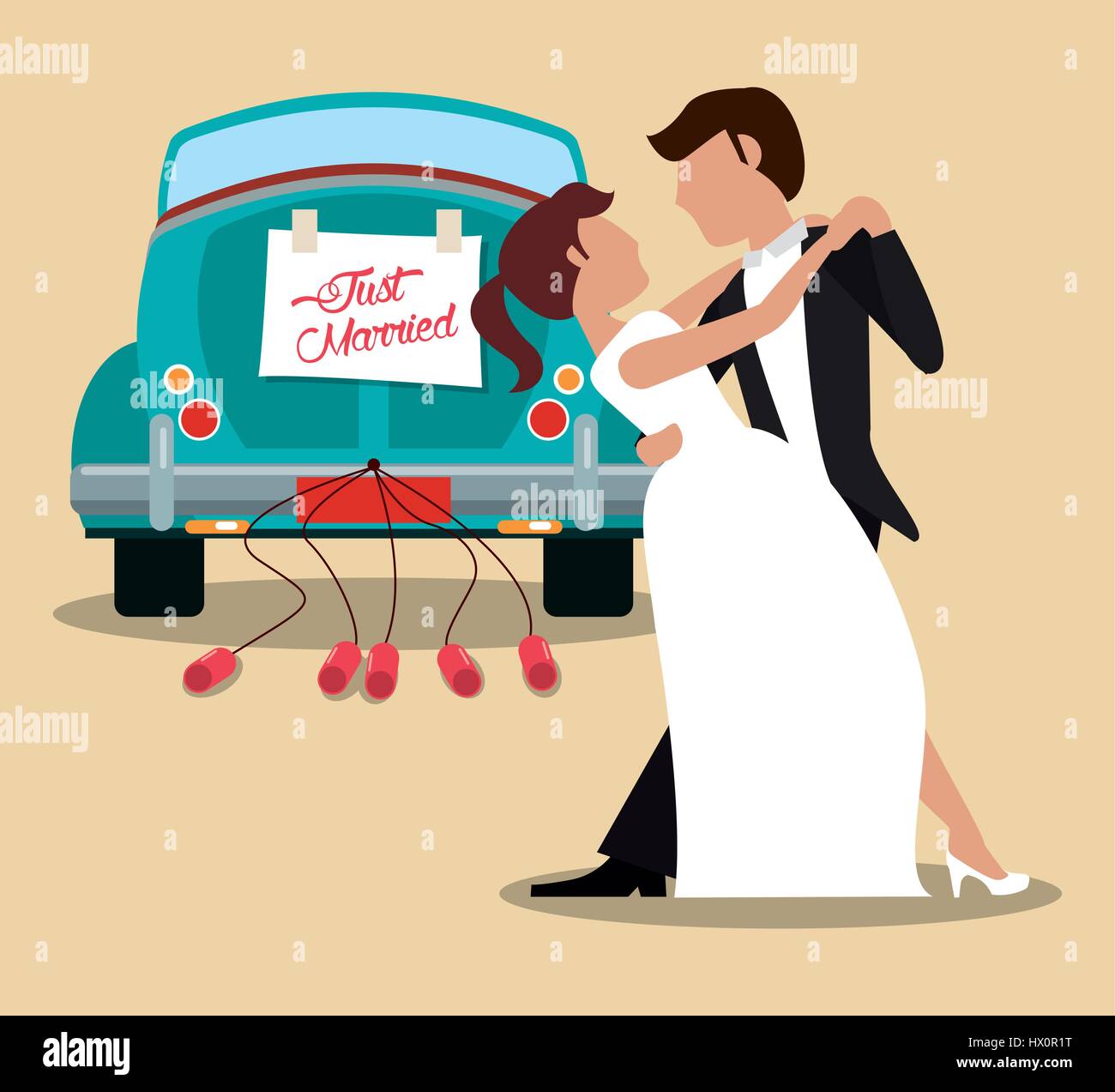 just married couple dancing and car Stock Vector Image & Art - Alamy