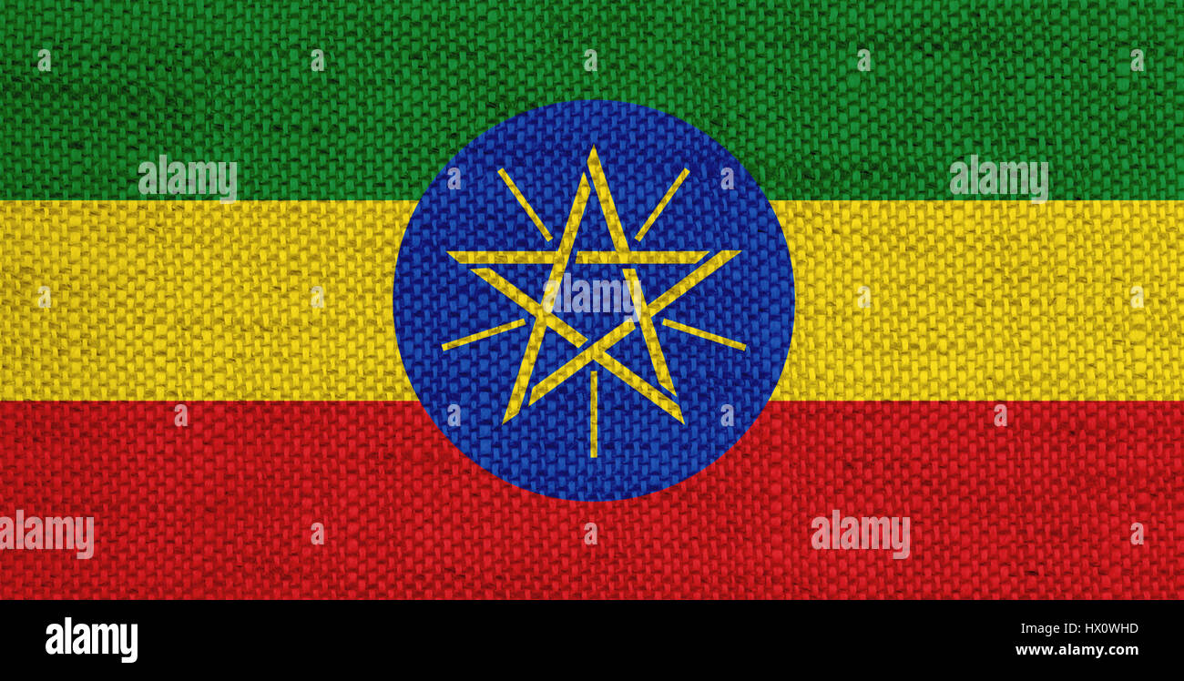Flag of Ethiopia on old linen Stock Photo - Alamy