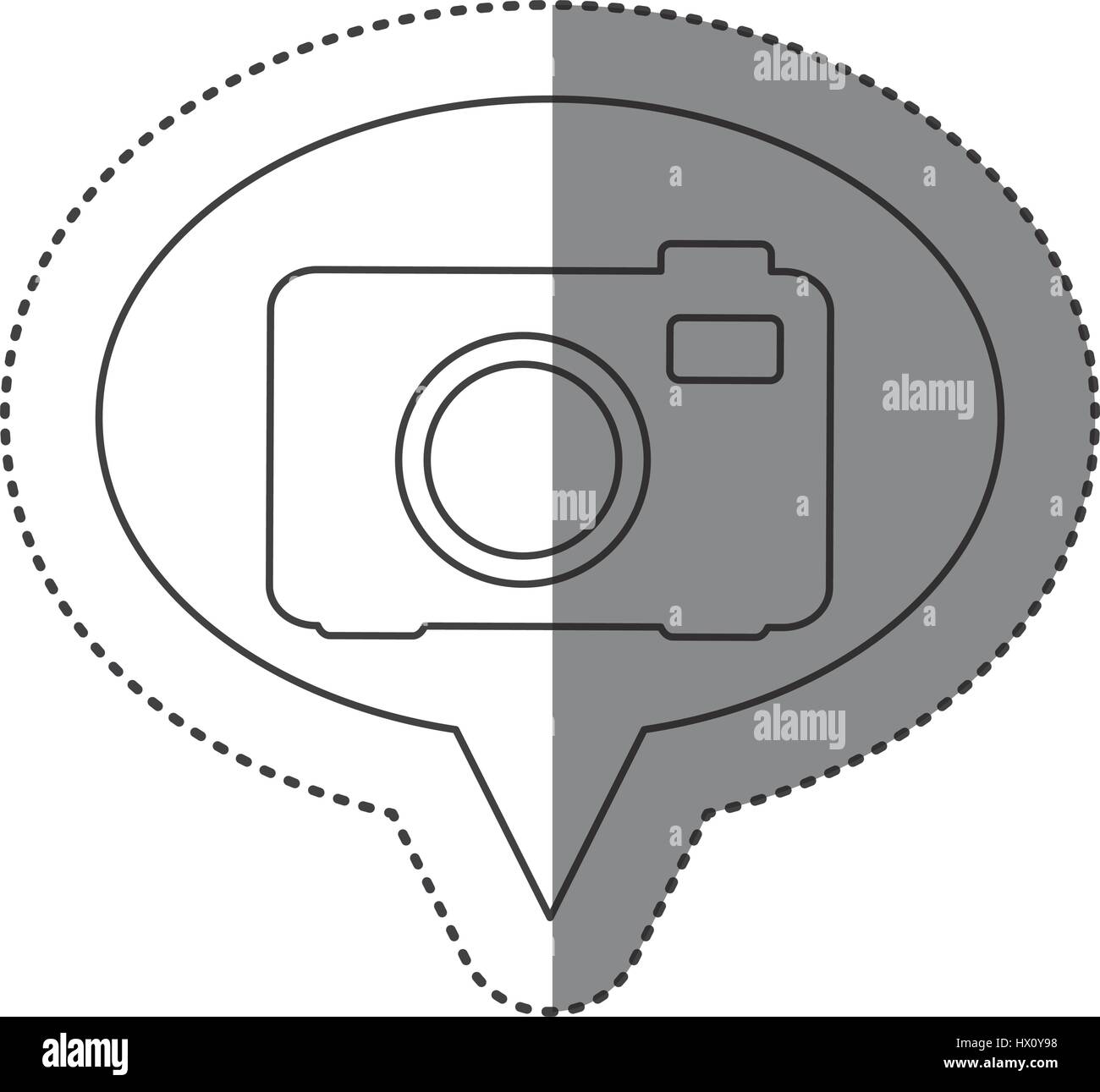 sticker of monochrome contour of oval speech with analog camera Stock ...