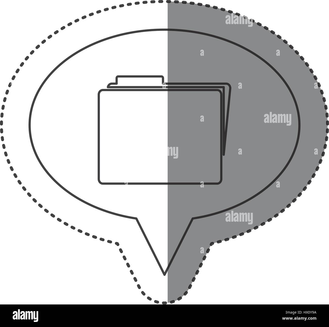 sticker of monochrome contour of oval speech with folder icon Stock ...