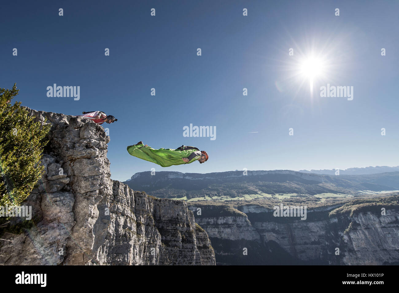 Basejumping in the mountains Stock Photo Alamy