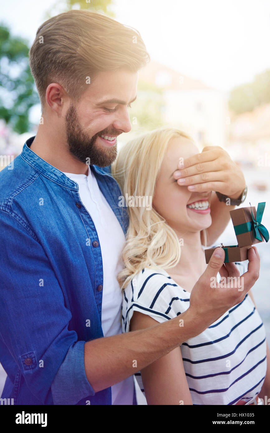 Surprise for my sweet girlfriend Stock Photo - Alamy