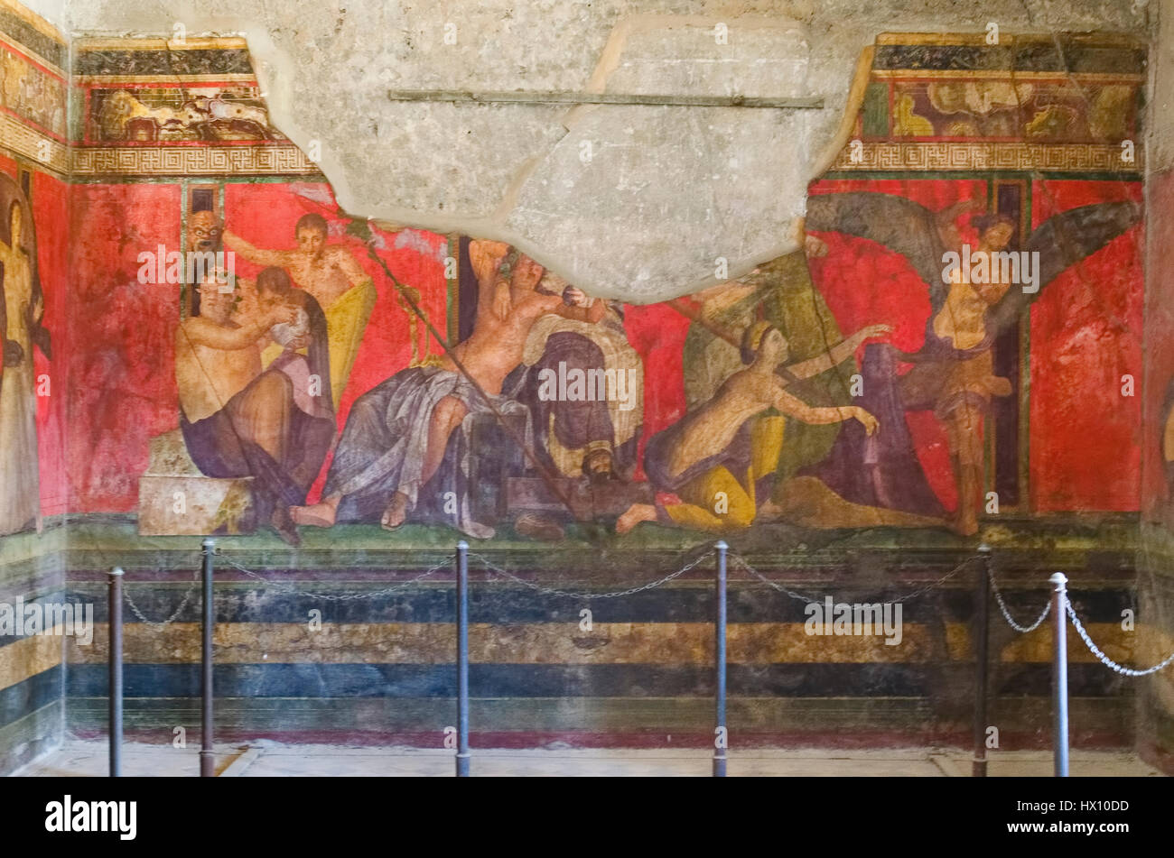 Fresco from Pompeii's Villa of Mysteries. Stock Photo