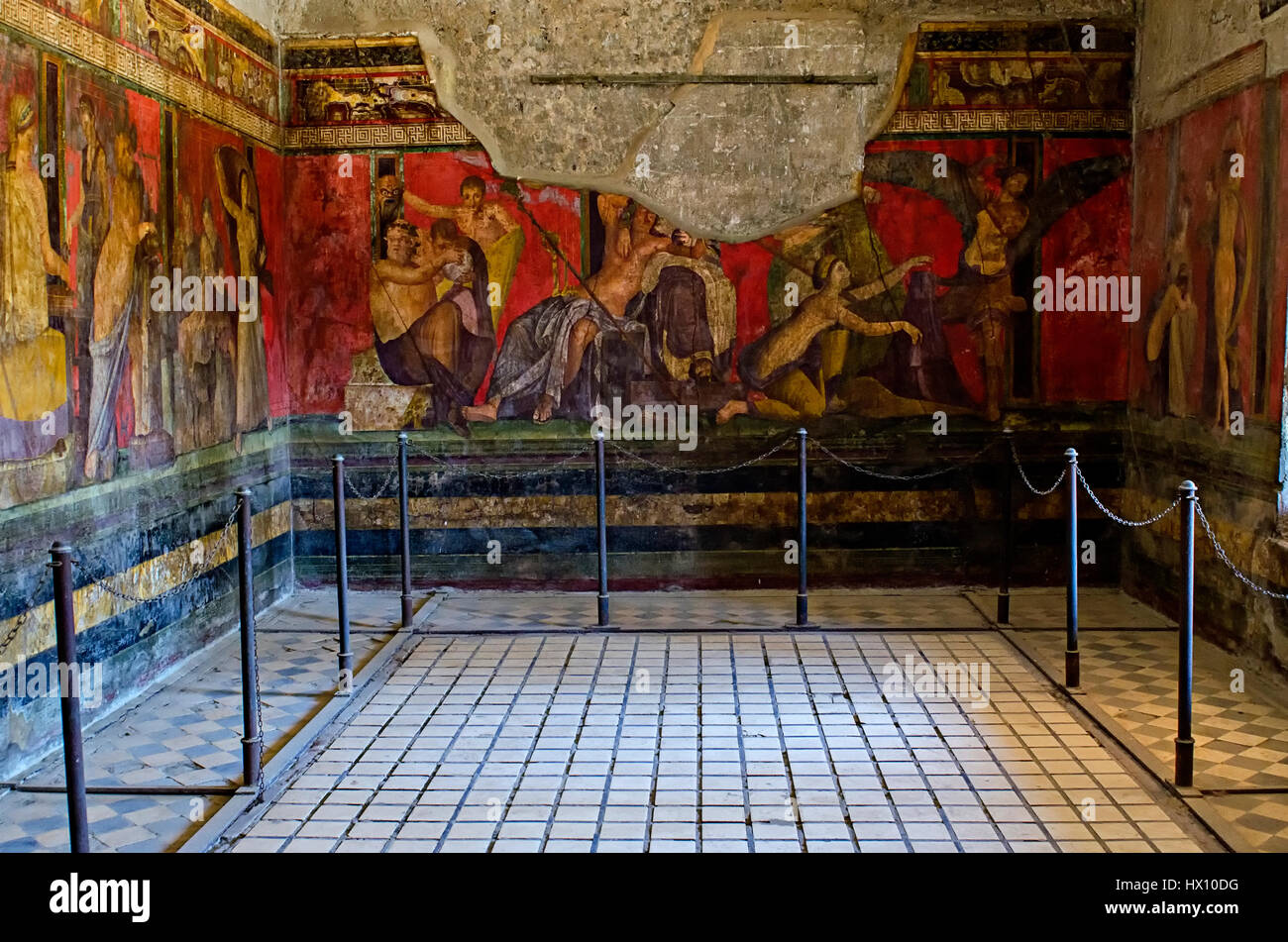 Fresco from Pompeii's Villa of Mysteries. Stock Photo