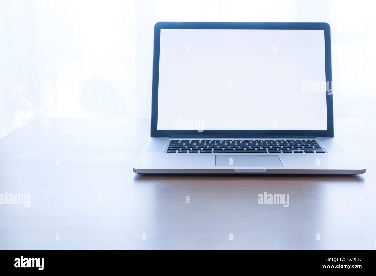 Laptop with empty display Stock Photo - Alamy
