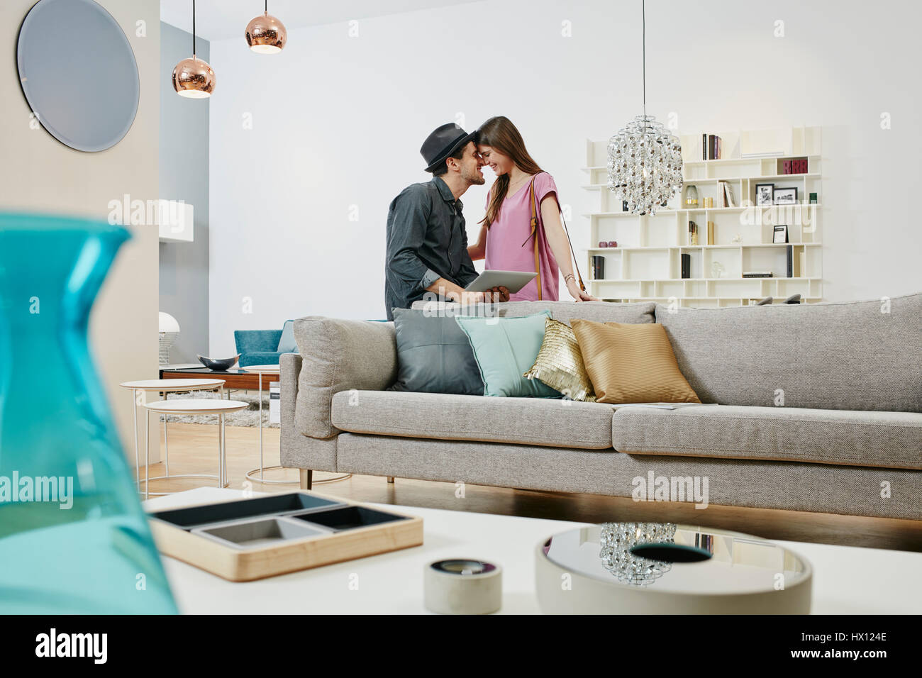 Woman in furniture store using hi res stock photography and images alamy