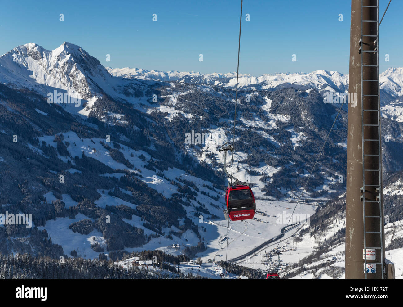 Austria, Salzburg State, St. Johann im Pongau District, Bernkogel in winter  seen from Fulseck summit station Stock Photo