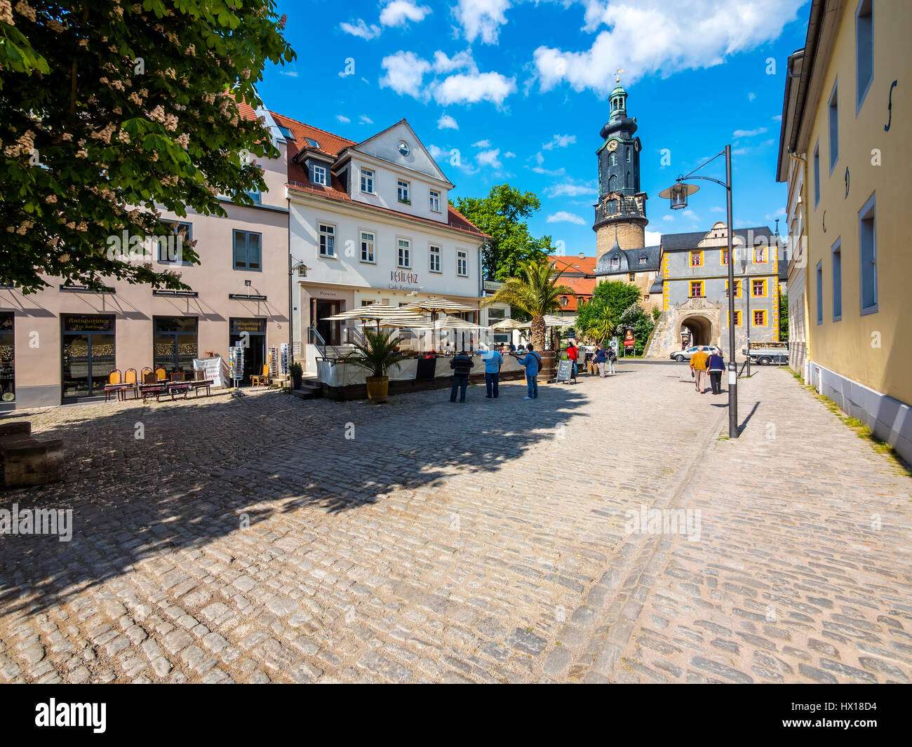 Germany, Weimar, Gruener Markt with city castle in the background Stock Photo