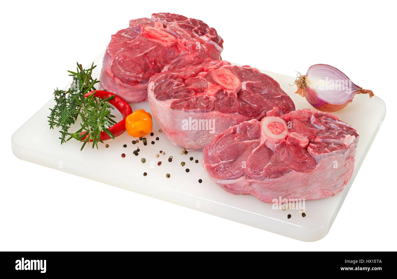 Raw veal shank for making OssoBuco Stock Photo