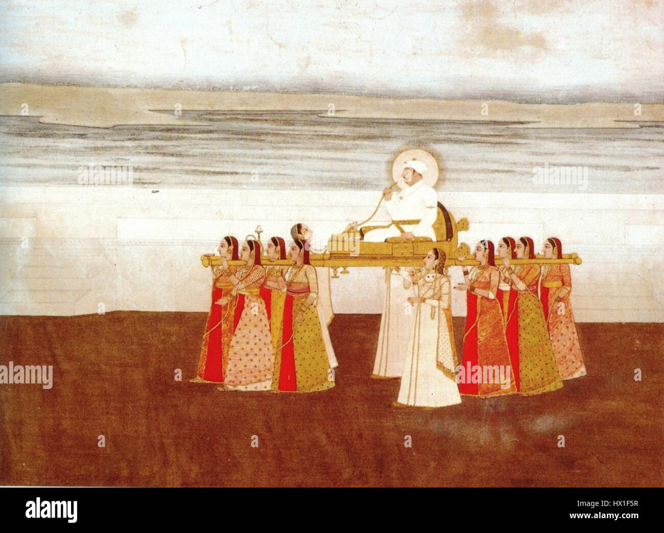 Emperor Muhammad Shah carried in a Palanquin by Ladies. ca. 1735, Collection Kasturbhai Lalbhai, Ahmedabad Stock Photo