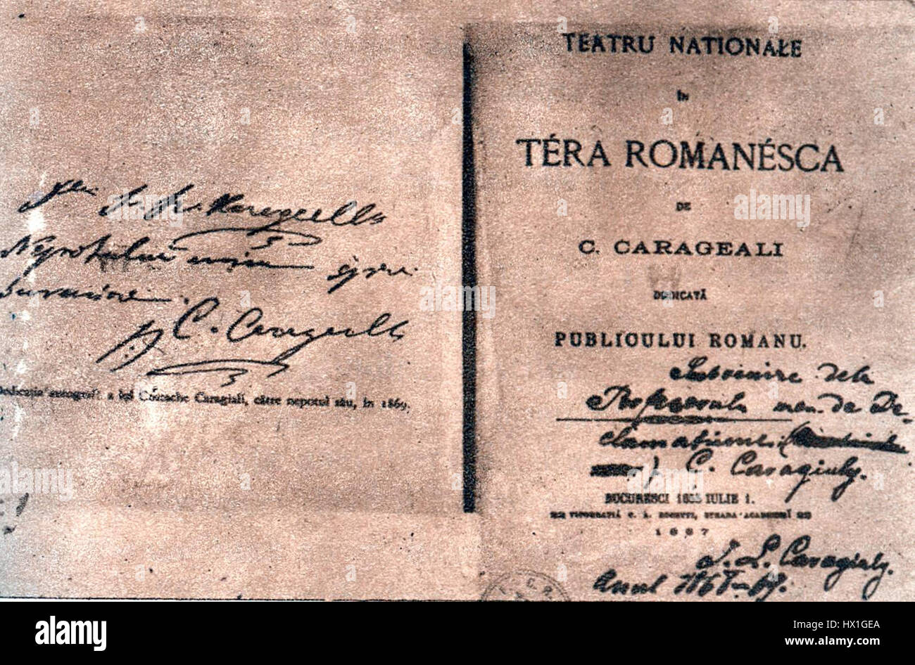 Costache Caragiale's connection to the National Theatre represents his contribution to Romanian theatre, shaping the country's dramatic arts and influencing its cultural landscape during the late 19th century. Stock Photo