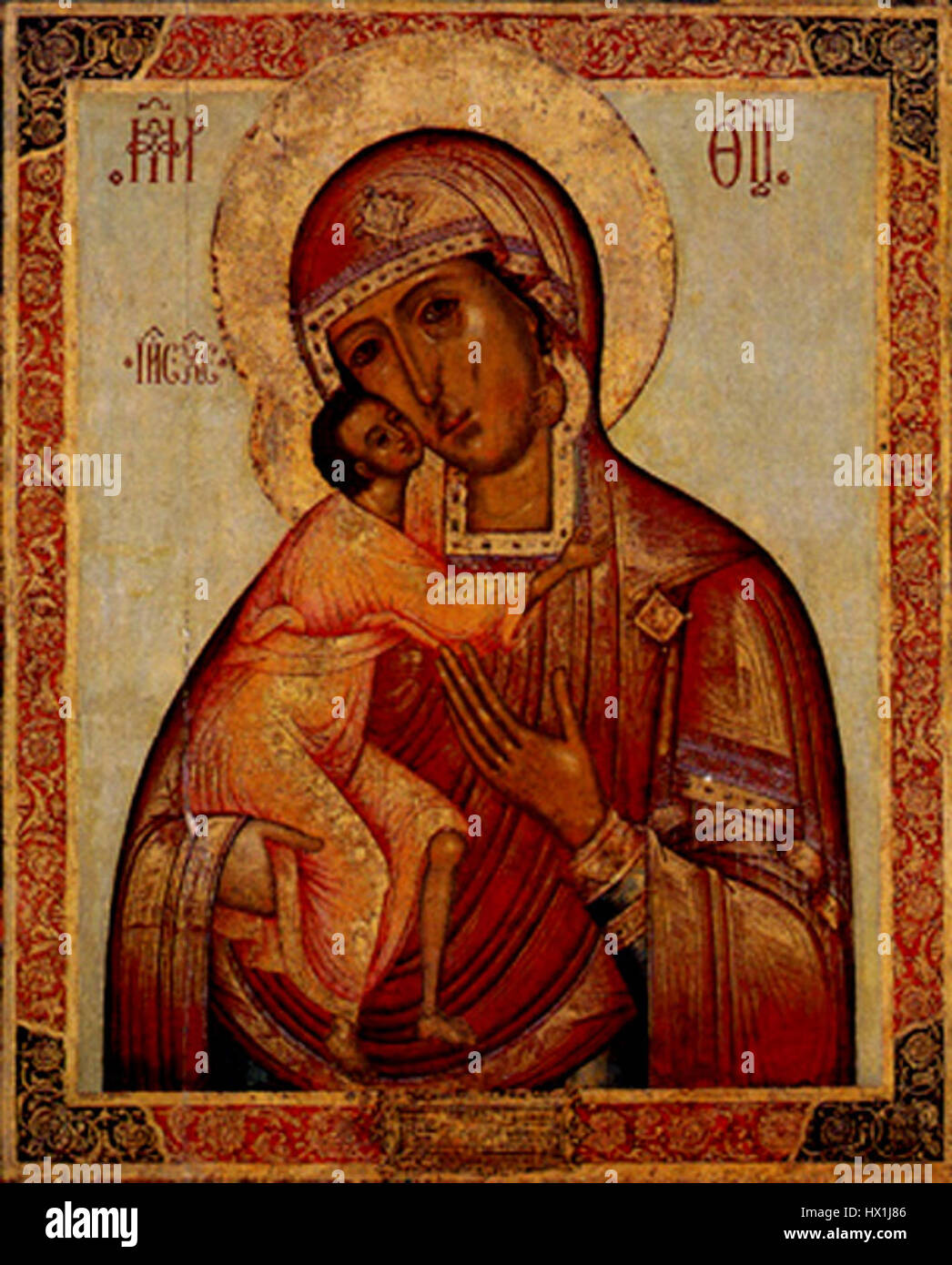 The central part of the Feodorovskaya icon from the 1680s illustrates ...