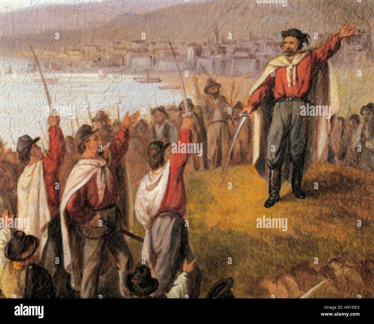 Expedition of Thousand, landing at Marsala, Garibaldi haranguing from hill, 11 May 1860 Stock