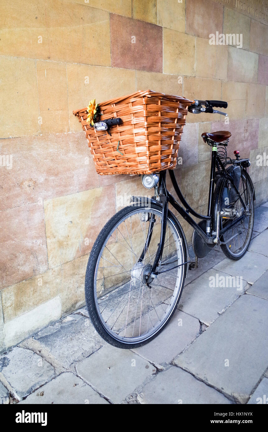 Cambridge - A bike stands in a passageway in Clare College, part of the University of Cambridge, UK. Stock Photo