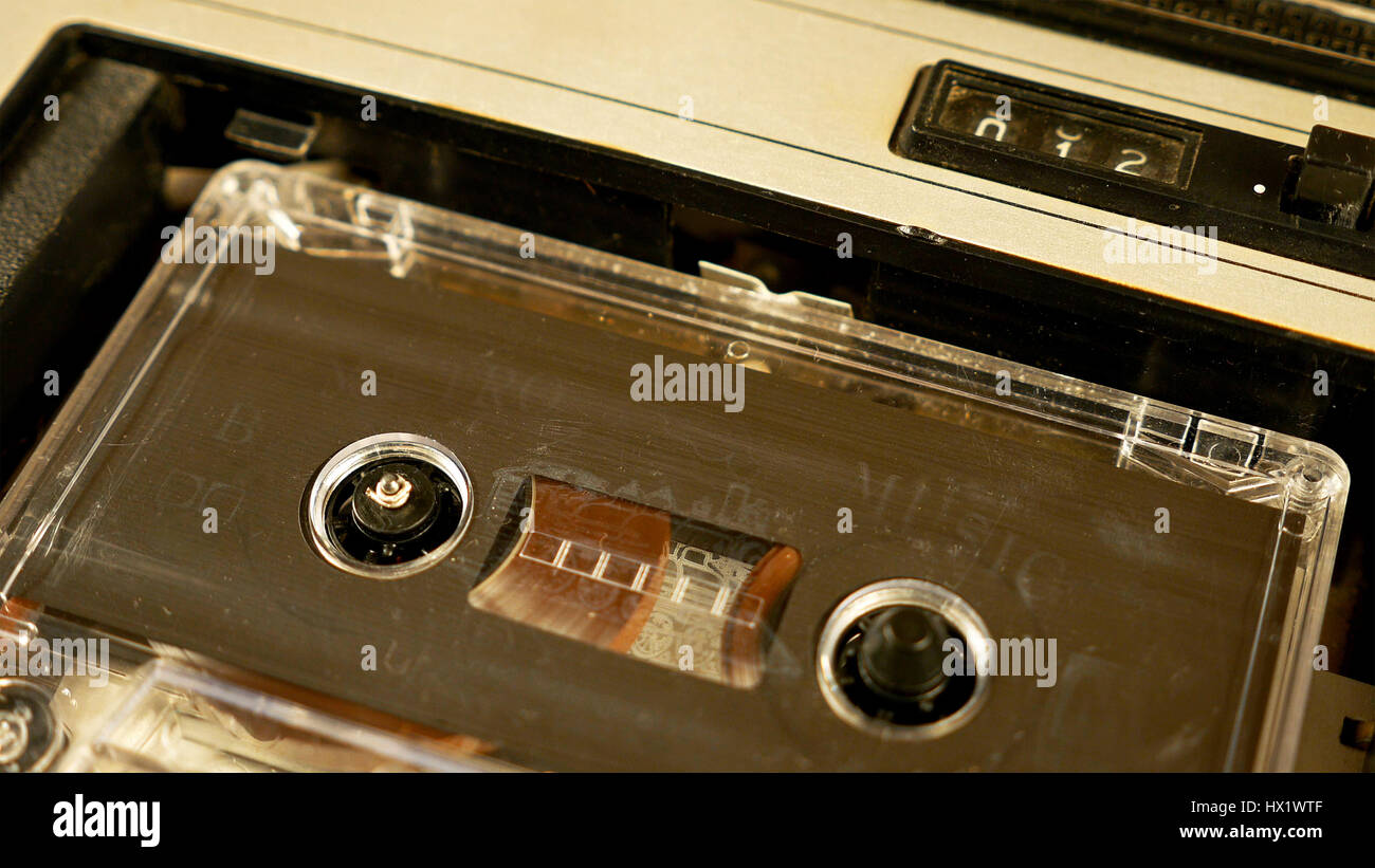 Old retro compact cassette vintage audio recorder Stock Photo Alamy