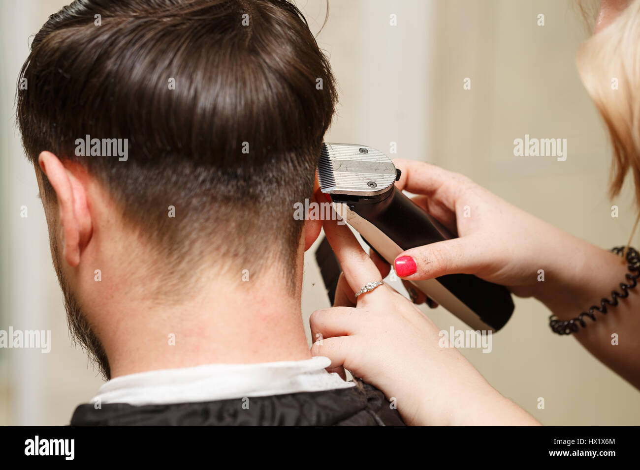 Professional Hairdresser Doing Haircut Men S Hair Cutting