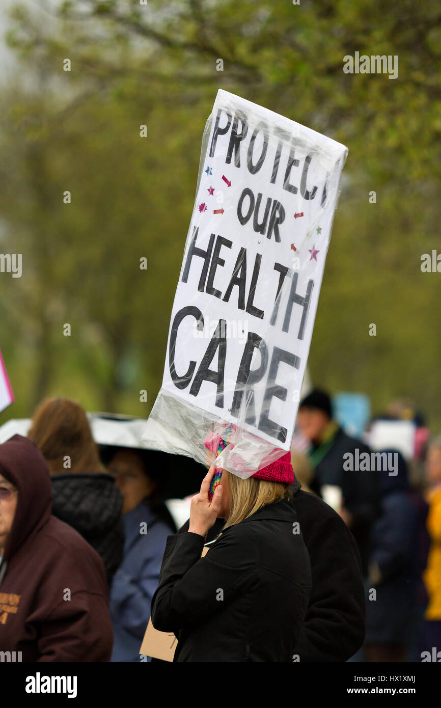On March 21st protesters in Roseville, California USA stage a peaceful ...