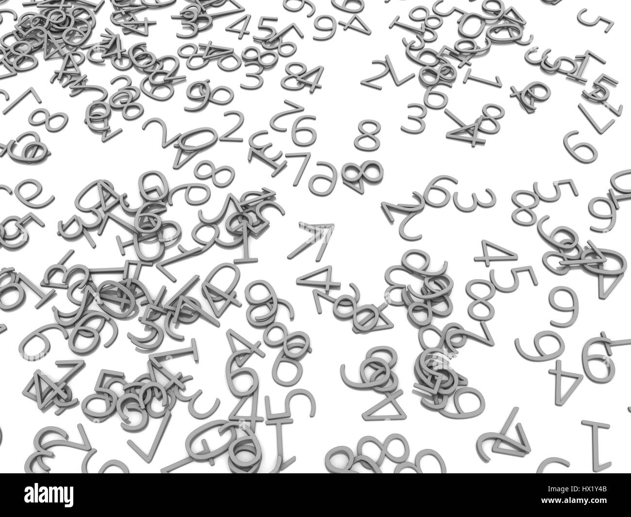 3d rendering of white background with numerals symbols of grey color Stock Photo