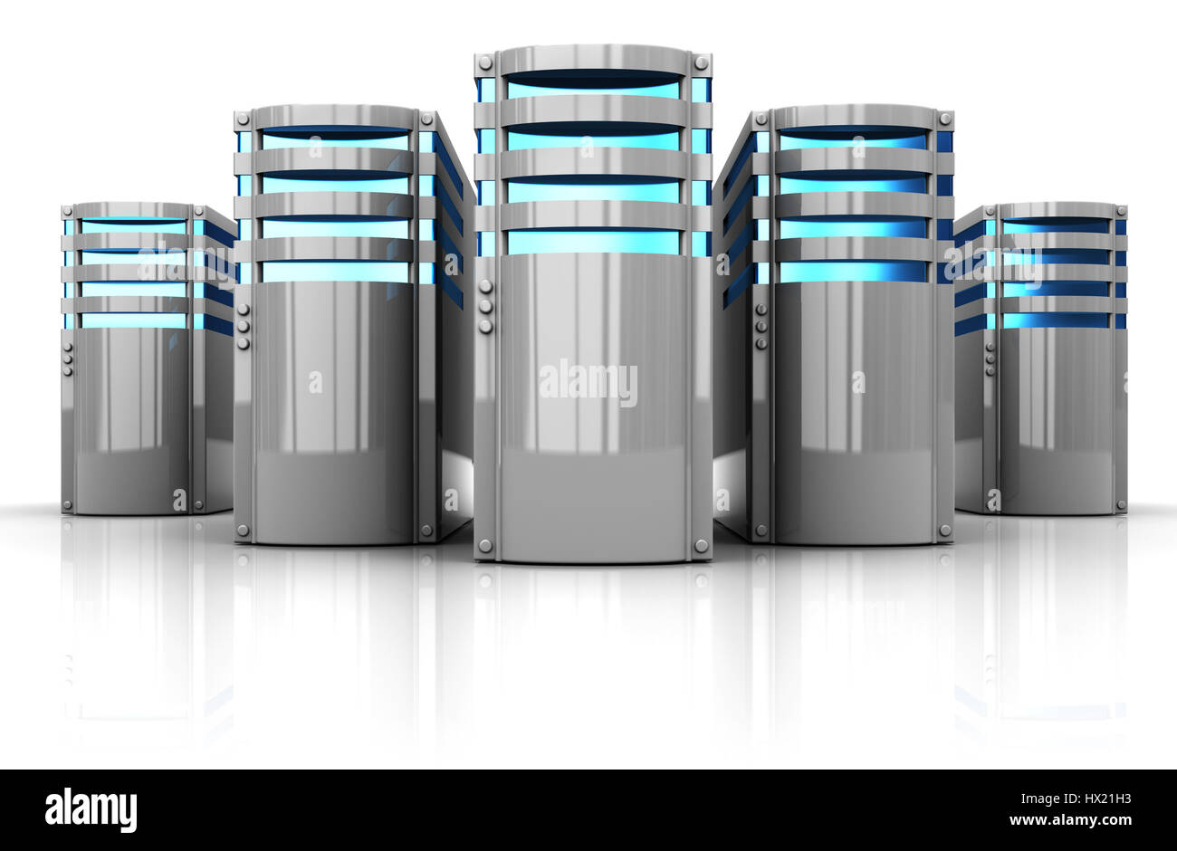 3d illustration of servers row over white background Stock Photo - Alamy