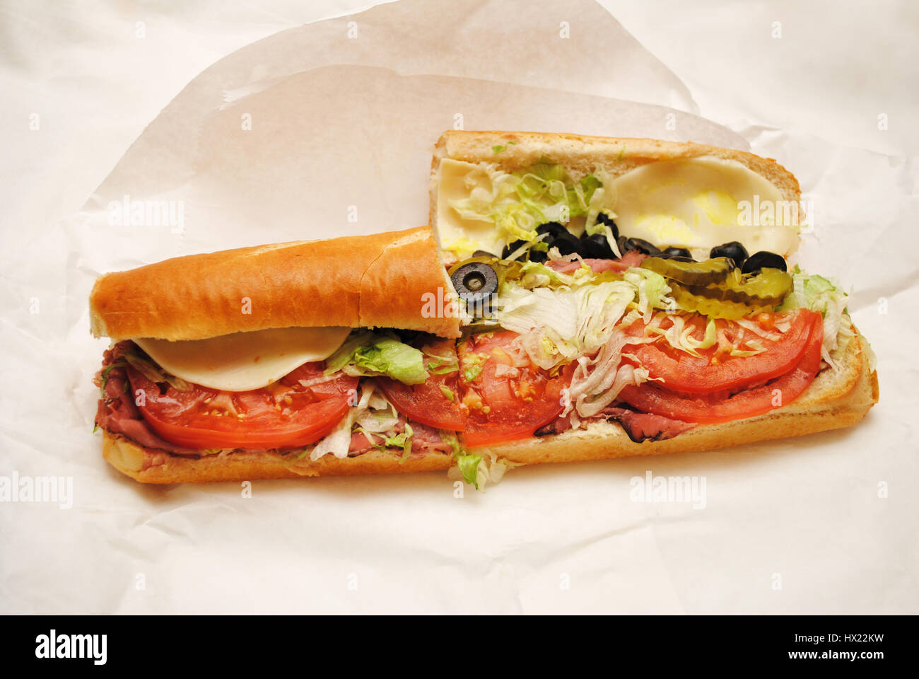 Large Takeout Grinder/Sub Sandwich Stock Photo Alamy