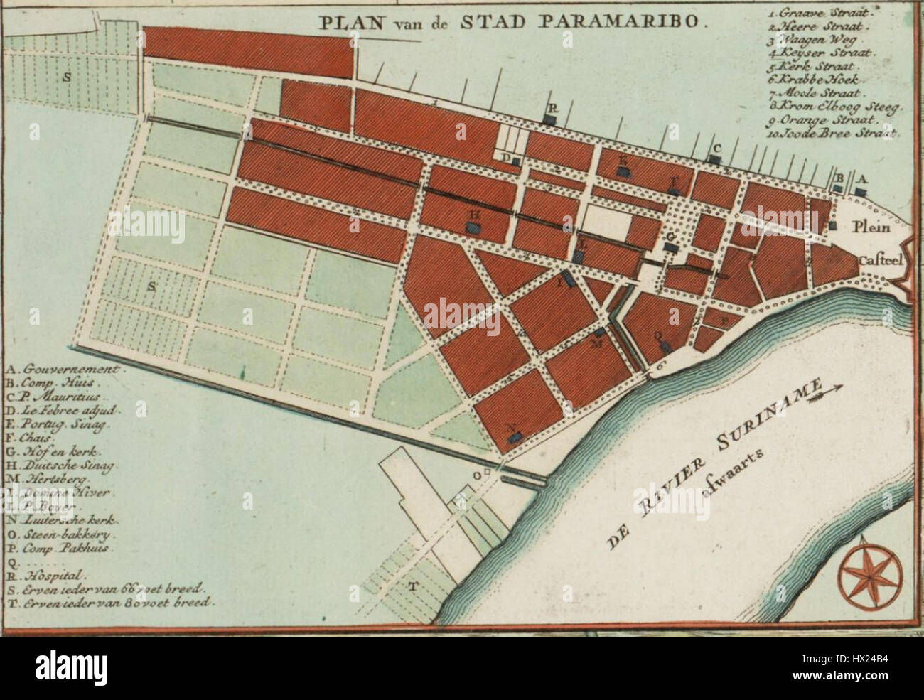 Kaart van Paramaribo Stock Photo - Alamy