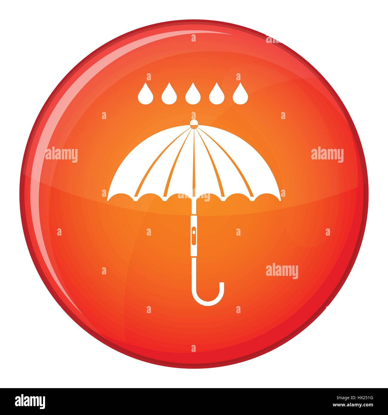 Umbrella and rain drops icon, flat style Stock Vector