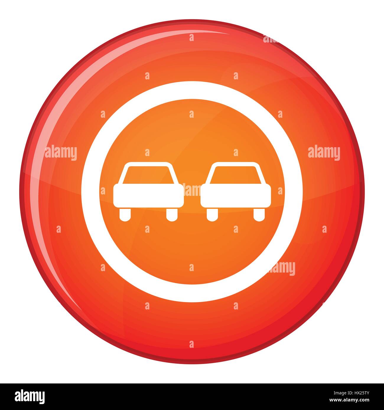 No overtaking road traffic sign icon, flat style Stock Vector Image
