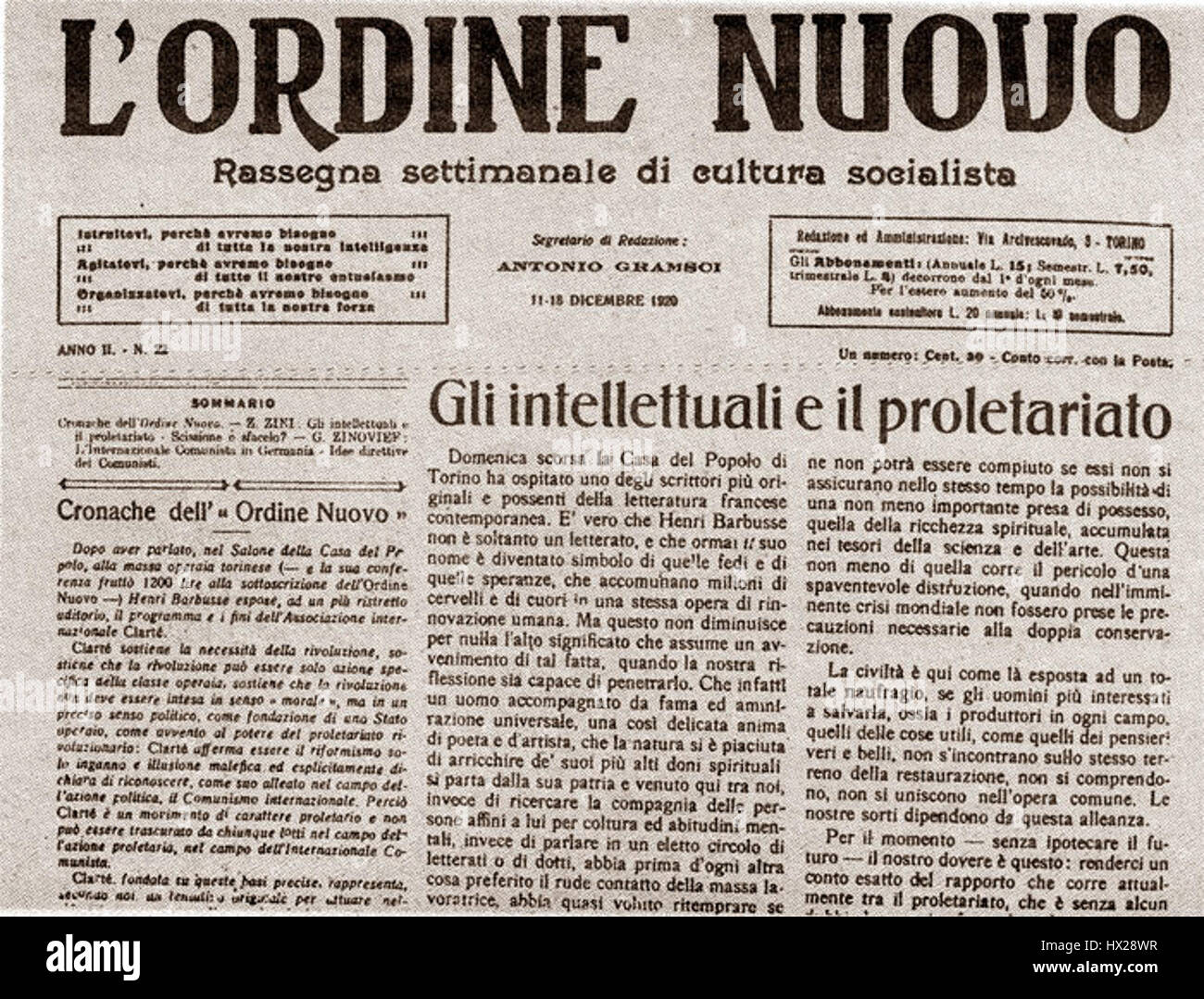 L'Ordine Nuovo 1920 Stock Photo