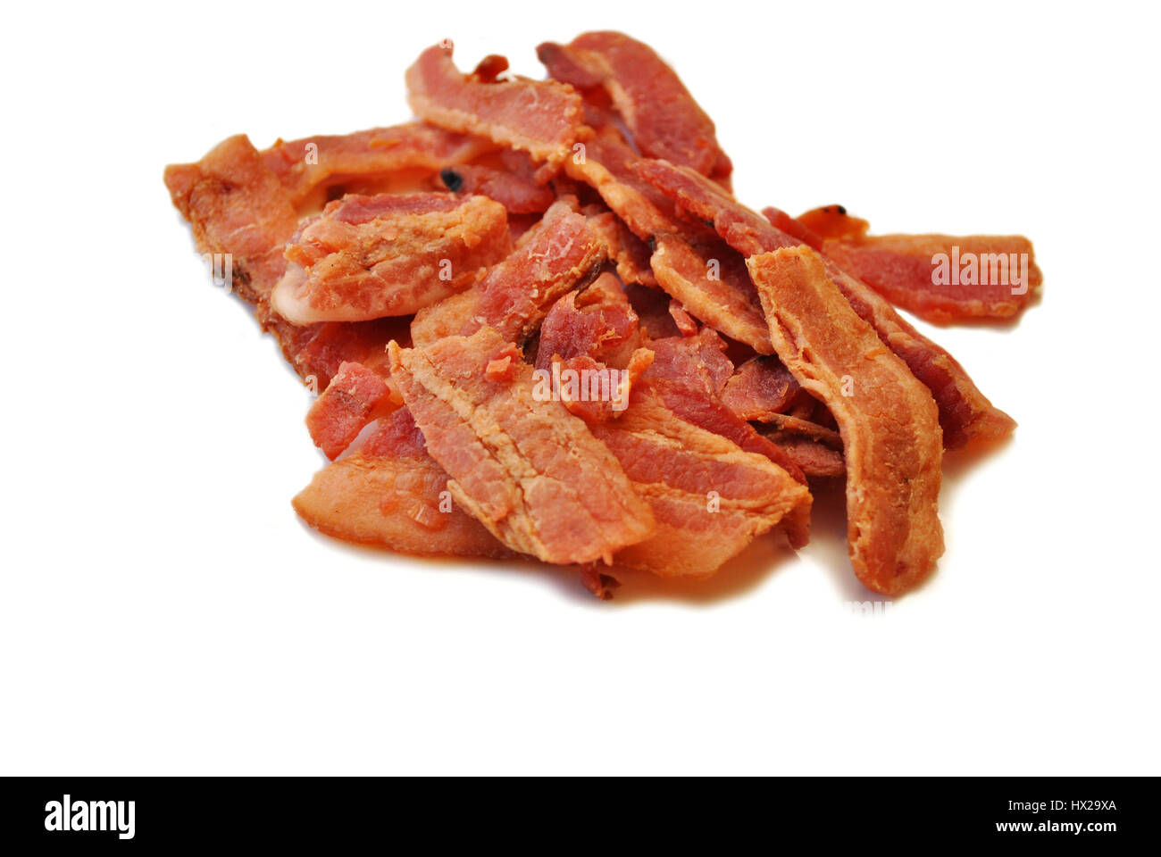 Dried Bacon Jerky Over White Stock Photo