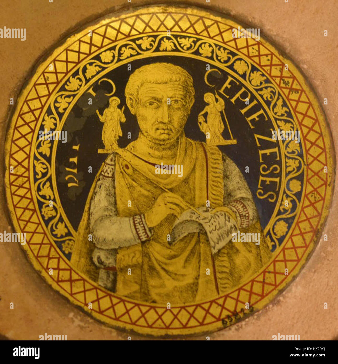 Late 17th century copy of a lost gold glass portrait (Reserve Collection of the Vatican Museum) mirrored Stock Photo