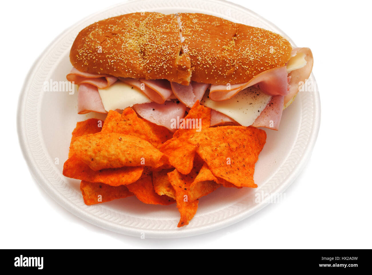 Ham & American Cheese Sub with Cheesy Chips Stock Photo Alamy