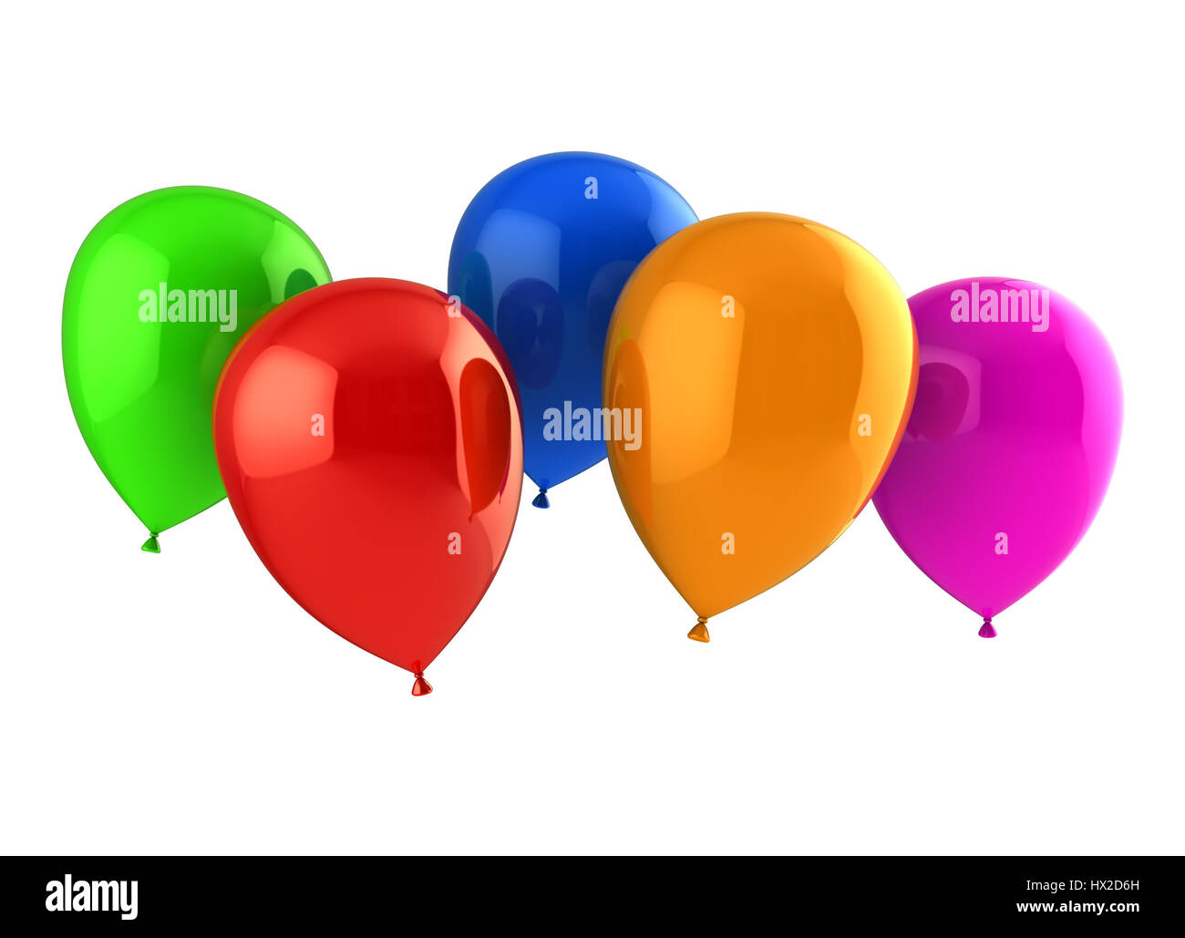 3d illustration of colorful party balloons isolated over white Stock ...