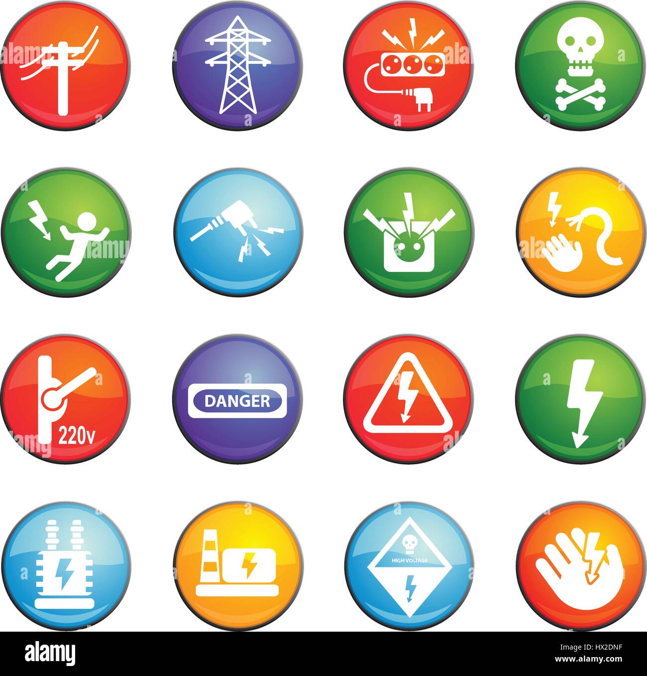 high voltage vector icons for user interface design Stock Vector Image ...