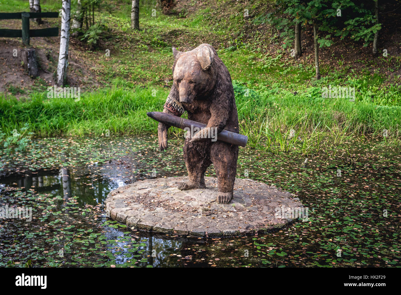 Wojtek the Bear soldier statue in Centre for Education and Regional