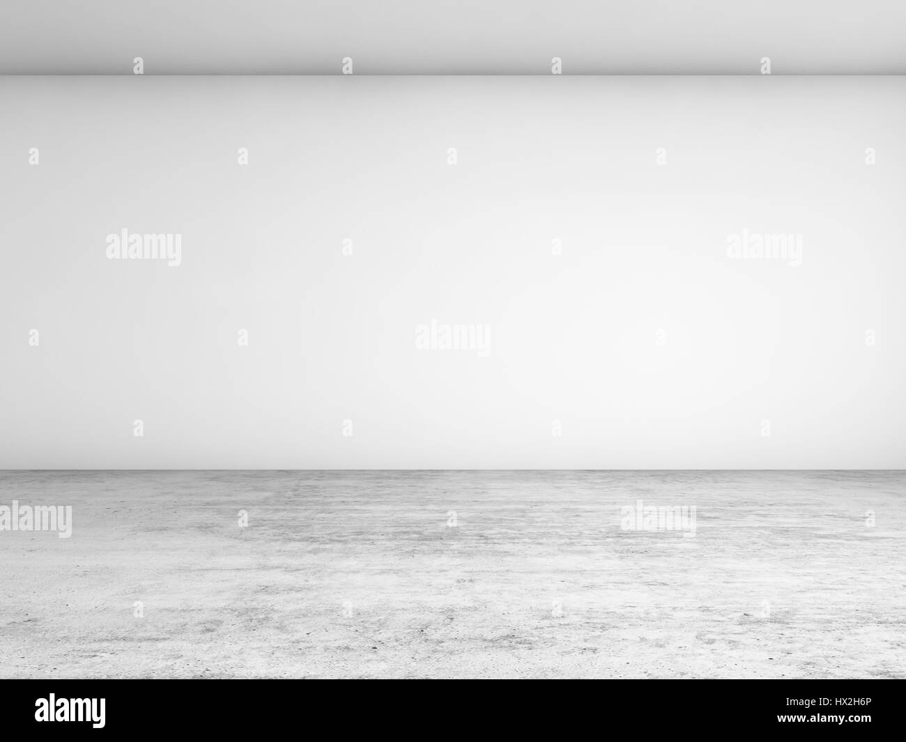 Abstract empty interior background, blank white wall and concrete floor ...