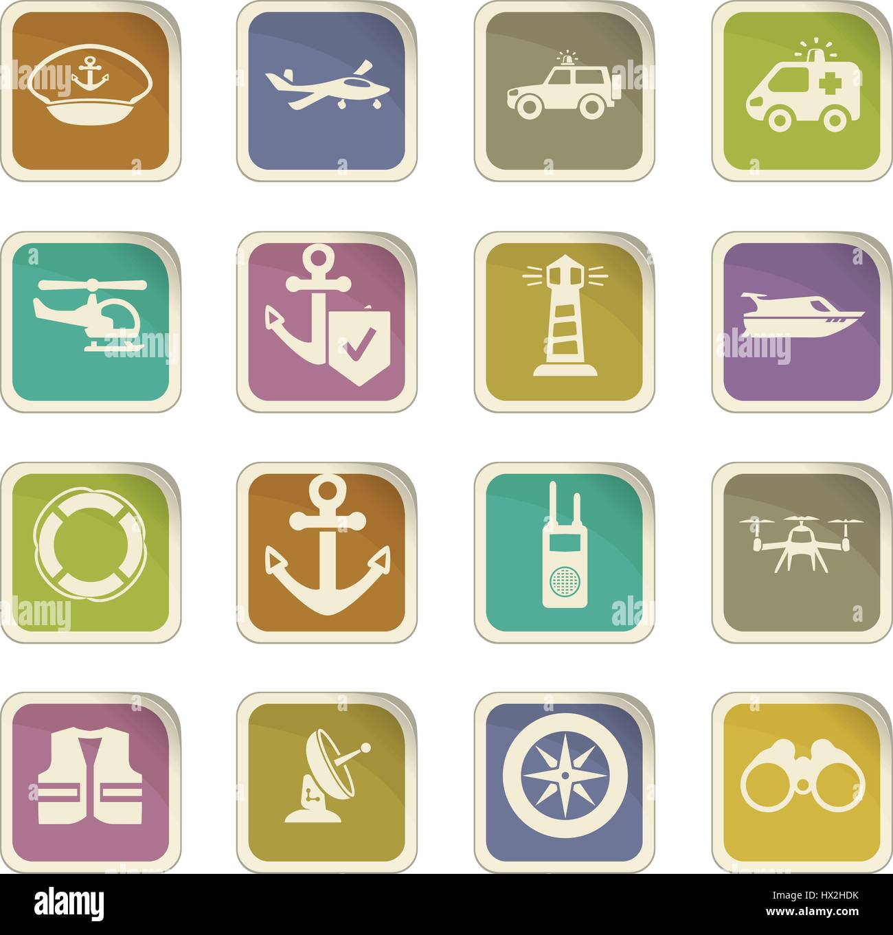 Coast Guard icon set for web sites and user interface Stock Vector ...