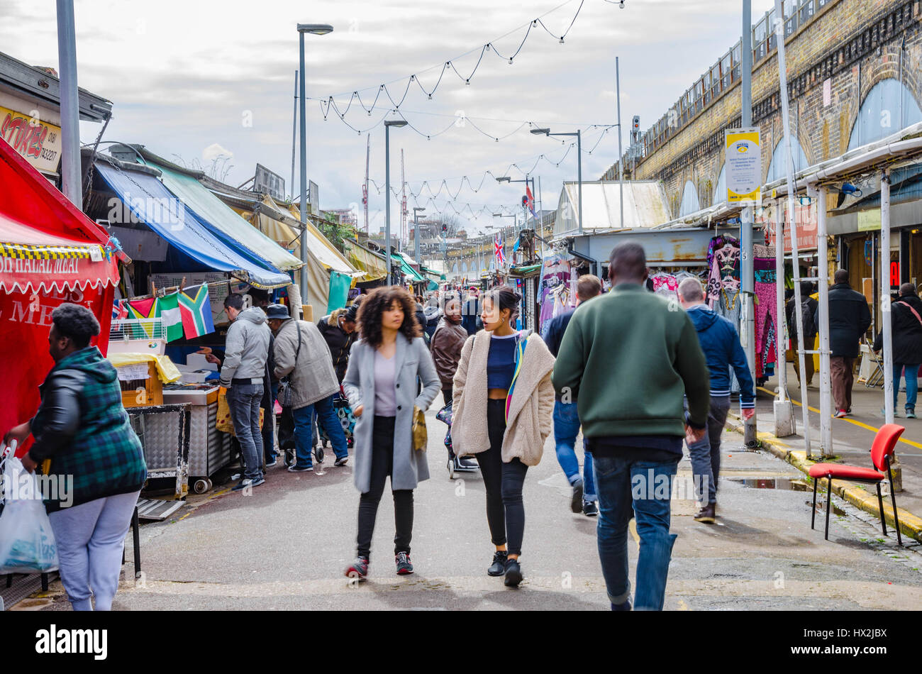 A view down Shepherds Bush Market in London Stock Photo