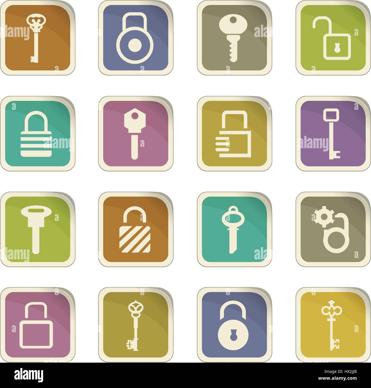 Lock and Key icon set for web sites and user interface Stock Vector ...
