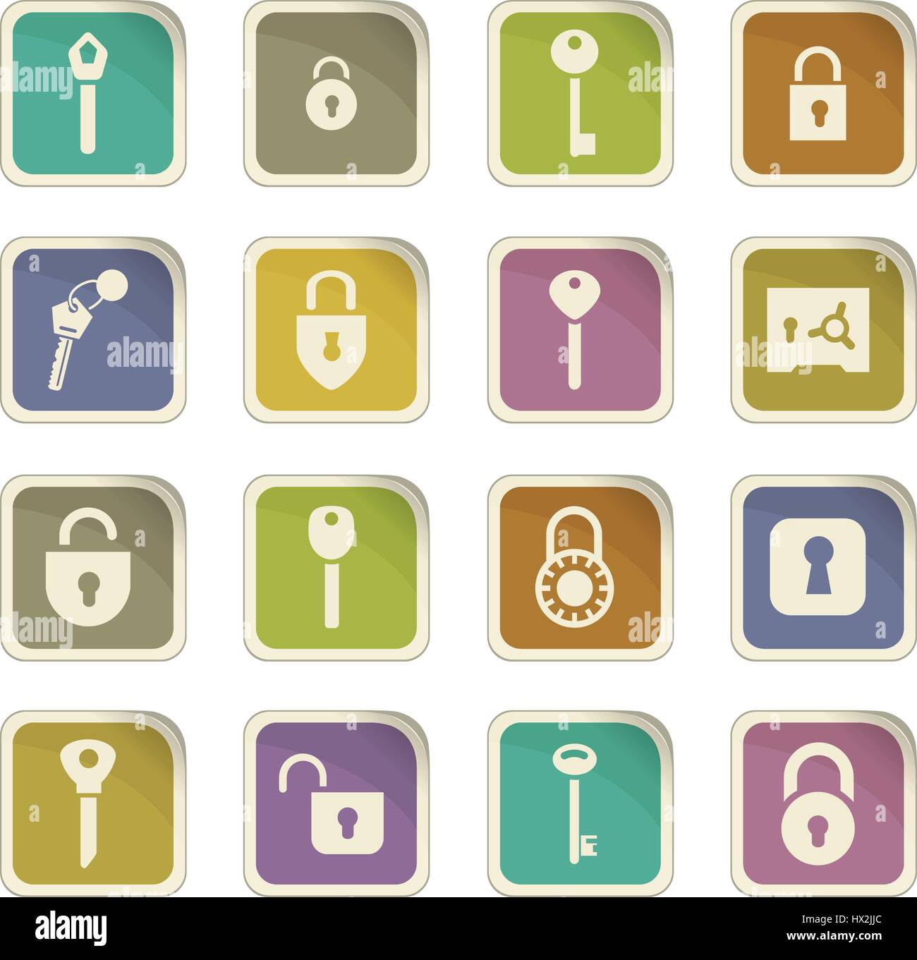 Lock and Key icon set for web sites and user interface Stock Vector ...