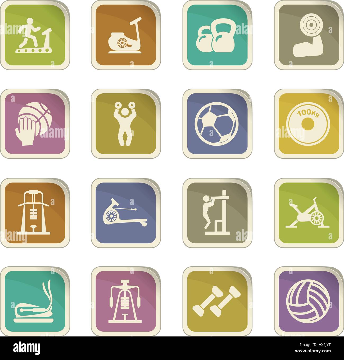 Sport equipment icons set with sports items Stock Vector Image & Art ...
